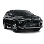 Toyota Avanza hitam tampak depan untuk layanan rental mobil Bandung dengan driver profesional