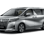 Toyota Alphard abu-abu tampak samping untuk layanan sewa mobil premium Bandung dengan driver profesional