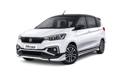 Suzuki All New Ertiga Hybrid putih dari Gita Tour & Rent Car untuk layanan sewa mobil dengan supir di Bandung.