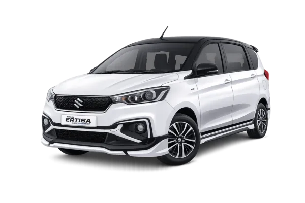 Suzuki All New Ertiga Hybrid putih dari Gita Tour & Rent Car untuk layanan sewa mobil dengan supir di Bandung.